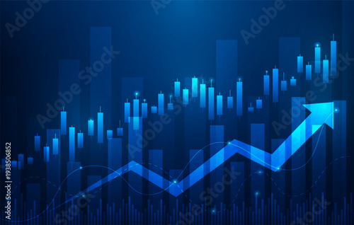 Stock market investment graph trading analysis economy technology background. chart trend growth analysis blue wallpaper. vector illustration fantastic technology.