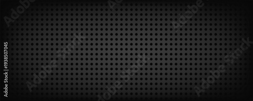 Black perforated metal plate. Metal grill. Black metal texture steel background. Perforated sheet metal.Abstract dark gray circle mesh pattern background texture.