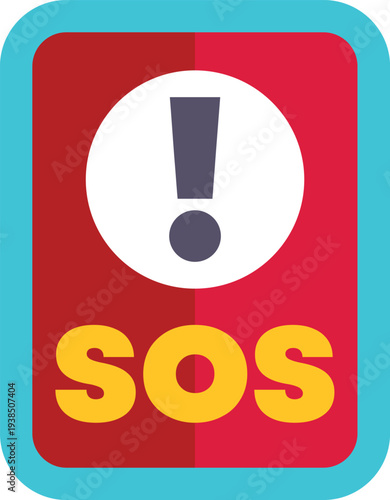 Sos message and exclamation mark creating an important emergency alarm symbol
