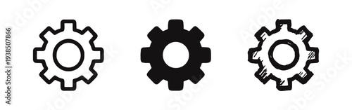 Settings Gear Cogwheel Icons, Mechanical Engineering or Industrial Process Symbol Set.
