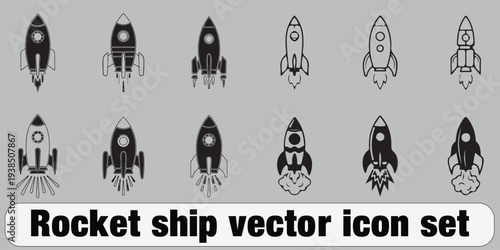 Rocket ship vector icon set