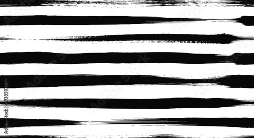 Set of 8 Black Ink Brush Strokes Vector