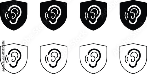 Protecting hearing with shield icons for safety and security