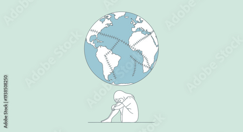 Person sitting under the weight of the world on their shoulders.