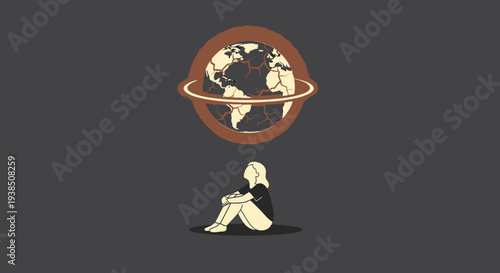 A person sitting with a laptop surrounded by a digital representation of the Earth.