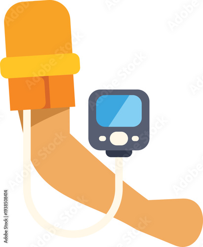 Arm with an automatic blood pressure monitor cuff checking hypertension
