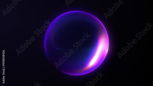 Glowing multicolor plasma energy sphere with purple, blue and warm orange highlights on dark background. Smooth luminous surface with subtle internal. Futuristic minimal digital orb, 4K 60fps loop