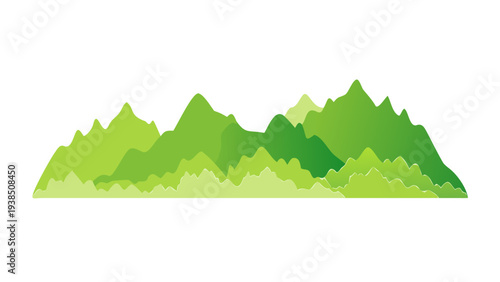 Vibrant green mountain range with varying elevations and shades Vector