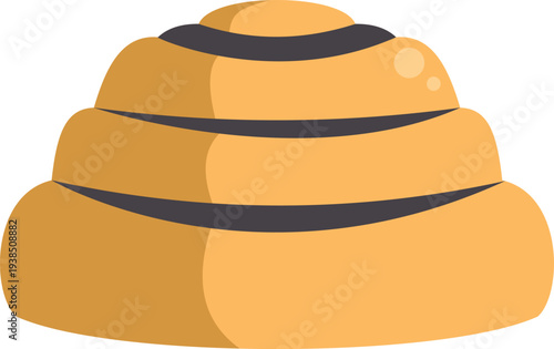 Cinnamon roll flat illustration depicting a delicious sweet bakery product