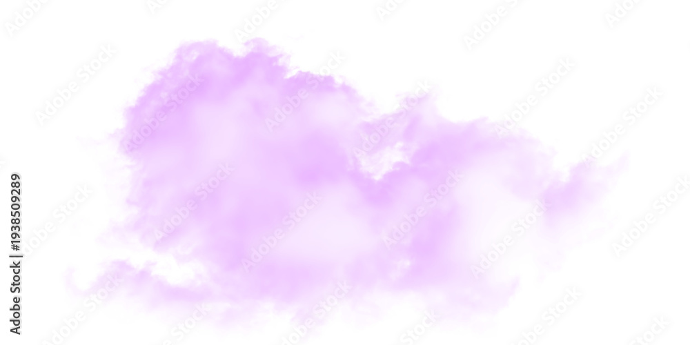 Fototapeta premium Purple fluffy cloud isolated on black background for atmospheric overlay effect dreamy lavender smoke nebula sky texture