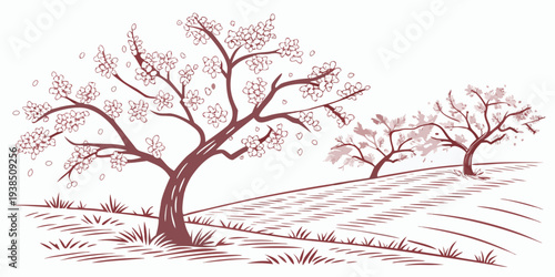 A serene autumn landscape with bare trees and a soft, warm color palette Vector