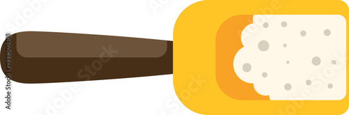 Yellow scoop holding white flour for baking ingredients