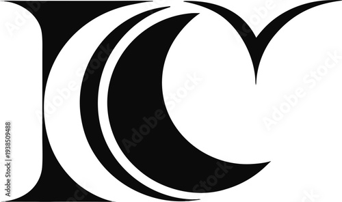 Elegant stylized monogram featuring intertwined cursive letters c and c Vector