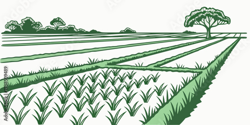 A serene landscape of rolling hills covered in lush green grass under a clear blue sky Vector