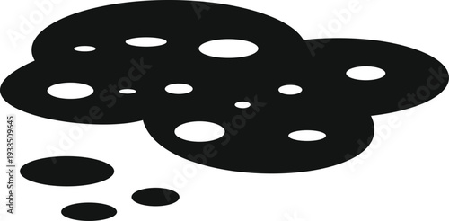 Black and white graphic icon representing a liquid stain or a muddy puddle