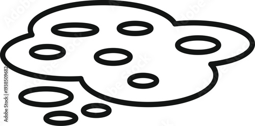 Liquid puddle or spill creating a messy abstract shape with bubbles