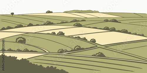 Aerial view of a sprawling golf course with lush greens and sand traps Vector