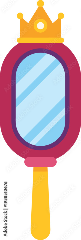 Fototapeta premium Princess hand mirror with a golden crown illustrating concepts of beauty, royalty, and fairytale