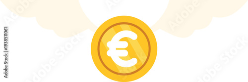 Euro currency with wings flying symbolizing loss and expense