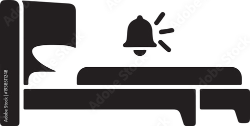 Alarm ringing in a bedroom with a bed