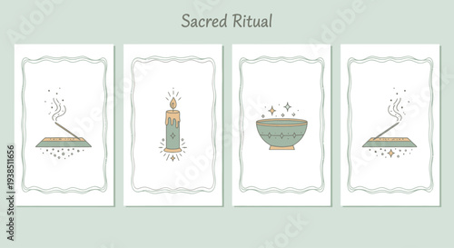 Esoteric Ritual Elements: Incense, Candle, Cauldron, Sacred Symbols