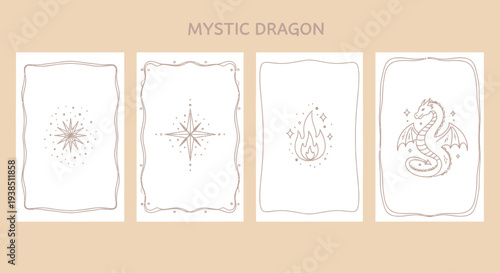 Mystic Dragon Tarot Cards - Esoteric Oracle Design with Celestial Symbols