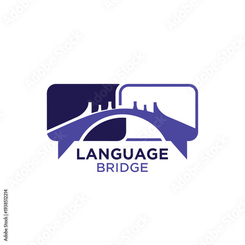 Bridge and speech bubble logo for translation services or linguistic education Language Bridge