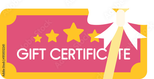 Bright gift certificate offering a discount or reward, decorated with stars and a bow
