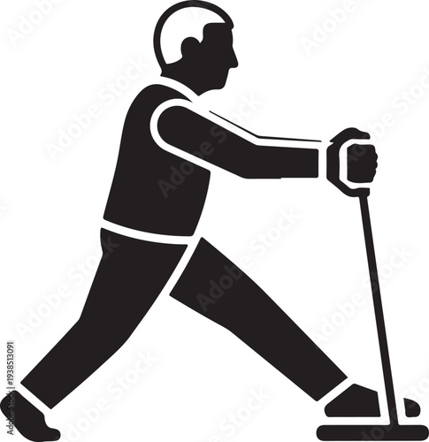 Man pushing a lawn mower