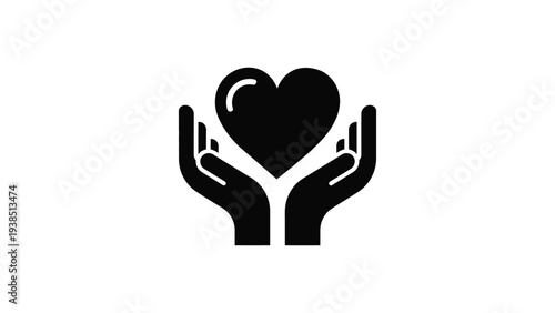 Hands holding heart icon representing love care, charity support, compassion symbol, healthcare assistance and kindness concept