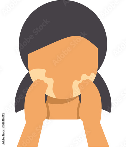 Woman washing face, applying foam cleanser for skincare routine