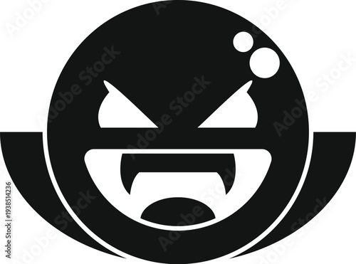 Black and white vampire emoji icon expressing evil emotion