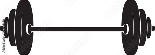 Black silhouette of a dumbbell with weights on a white background