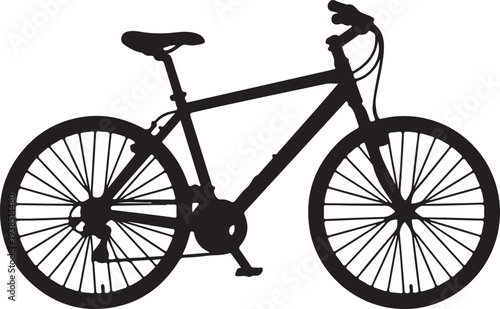 Black silhouette of a bicycle on a white background