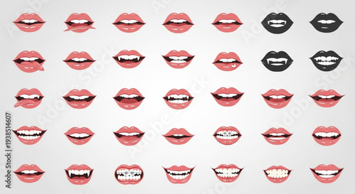 Collection of Diverse Lips and Mouths Illustrations.