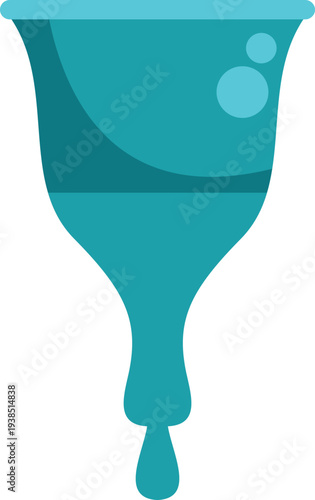 Teal silicone menstrual cup illustrating feminine hygiene and eco friendly period care