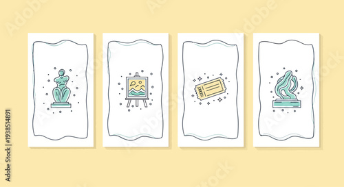 Art Gallery Exhibition, Museum Visit, Cultural Event Icons