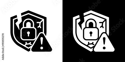 Security Breach Icon Set Vector Collection Isolated In Black And White
