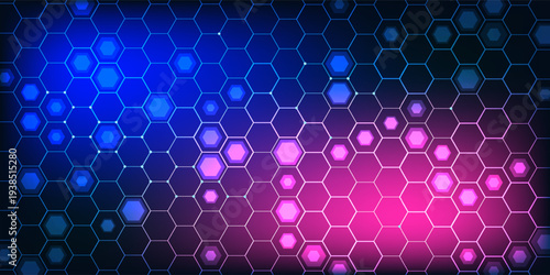 Digital technology background. Abstract hexagons background with lines and dots. Design for science, medicine or technology