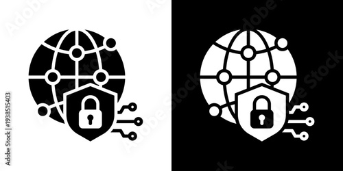 Network Security Icon Set Vector Collection Isolated In Black And White