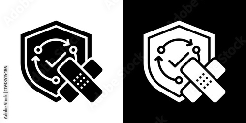 Security Patch Icon Set Vector Collection Isolated In Black And White