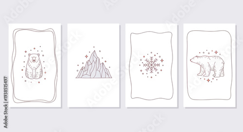 Arctic Winter Set: Polar Bear, Mountain, Snowflake Graphics