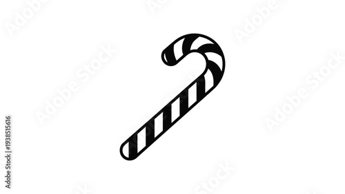 PrintChristmas candy cane icon with striped pattern representing holiday sweet treat, festive decoration, winter celebration symbol