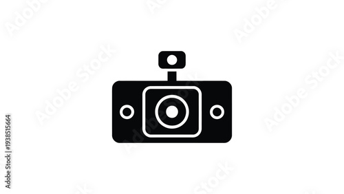 Minimal camera icon representing photography equipment, digital photo capture, media recording device, photographer tool and multimedia concept