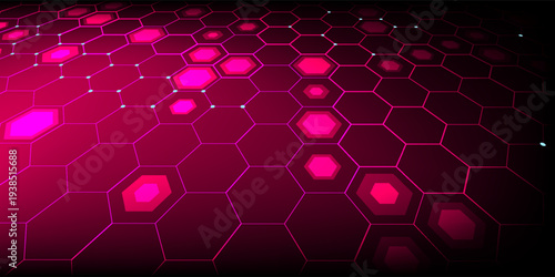 Digital technology background. Abstract hexagons background with lines and dots. Design for science, medicine or technology