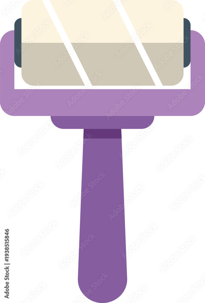 Fototapeta premium Purple lint roller removing dust and hair from fabric using an adhesive roll