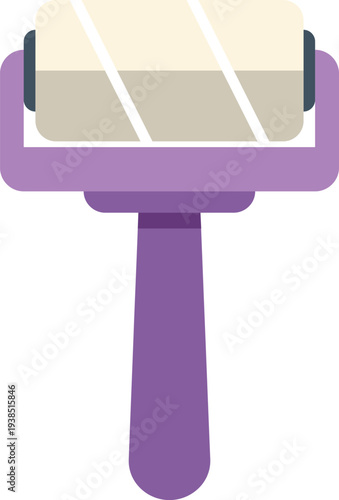 Purple lint roller removing dust and hair from fabric using an adhesive roll