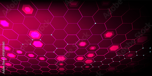Digital technology background. Abstract hexagons background with lines and dots. Design for science, medicine or technology