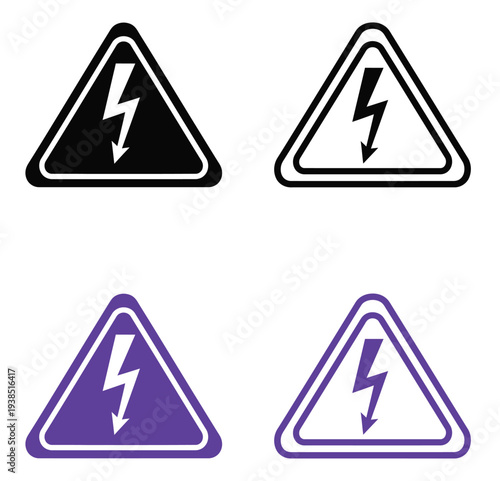 Electric shock warning signs and symbols