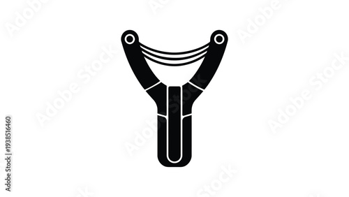Slingshot icon silhouette representing catapult toy, outdoor play equipment, hunting tool, childhood game symbol and launch action concept